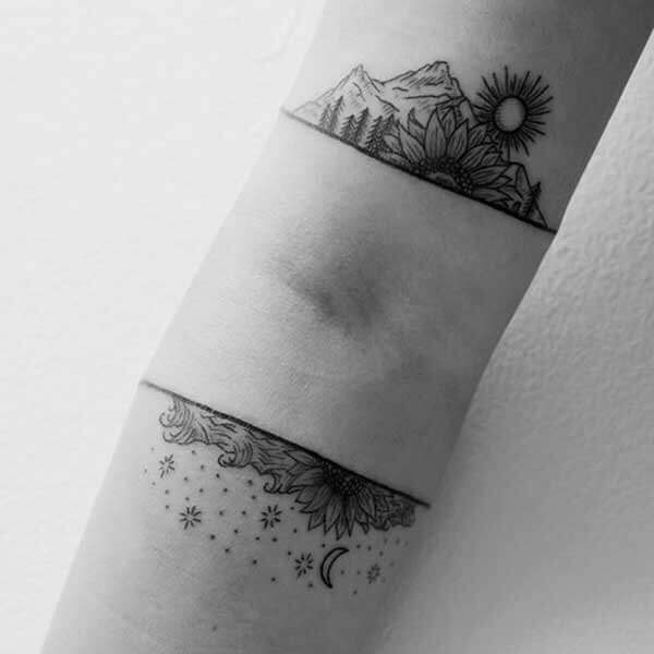 тату гор на руке