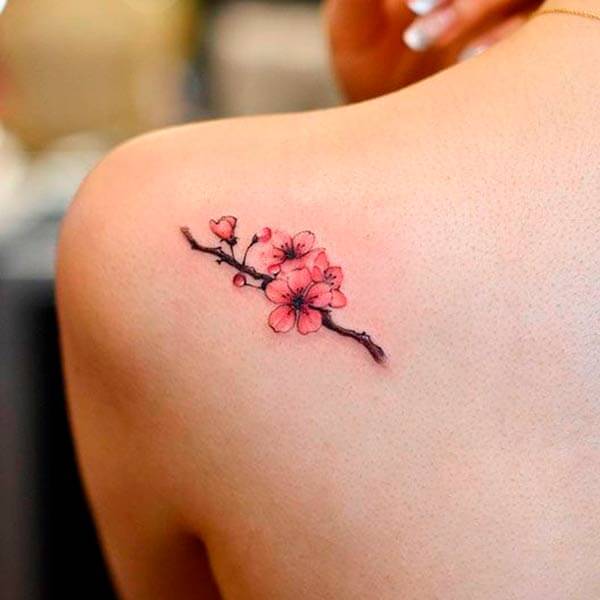 тату сакуры на плече